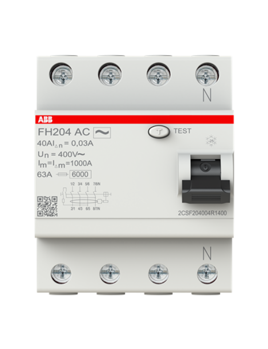 ABB FH204 AC-40/0.03 - 4 Kutuplu 40A 30mA Kaçak Akım Koruma Şalteri ABB FH204 AC-40/0.03 - 4 Kutuplu 40A 30mA Kaçak Akım Koruma Şalteri