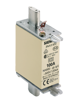 Siemens 3Na3830 Steatit Seramik Gövdeli Nh Bıçaklı Sigorta Buşonu 100A Boy 000 Genişlik 21Mm
