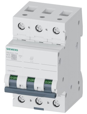 Siemens 5SL6332-7YA 32A 3 Fazlı 5Sl Classic Anahtarlı Otomatik Sigorta 6Ka C Tipi Yavaş Karakterli