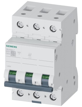 Siemens 5Sl6363 7 63A 3 Fazlı 70 Mm Anahtarlı Otomatik Sigorta 6Ka C Tipi Yavaş Karakterli
