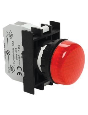 Emas B0K0XK B Serisi Plastik LED'li 100-230V AC Kırmızı 22 mm Sinyal