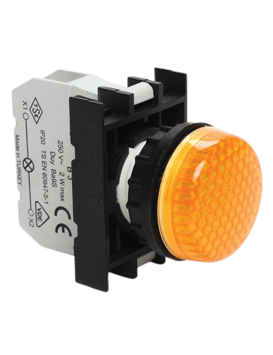 Emas B0S0XS B Serisi Plastik LEDli 100-230V AC Sarı 22 mm Sinyal Emas B0S0Xs B LedLi Sinyal Lambası Sarı 100-230V Ac