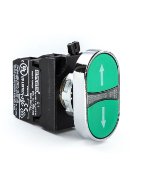Emas CM101K20YYOK CM Serisi Metal 2NO Çiftli Düz Yeşil-Yeşil (Ok) İşareti Baskılı 22 mm Buton