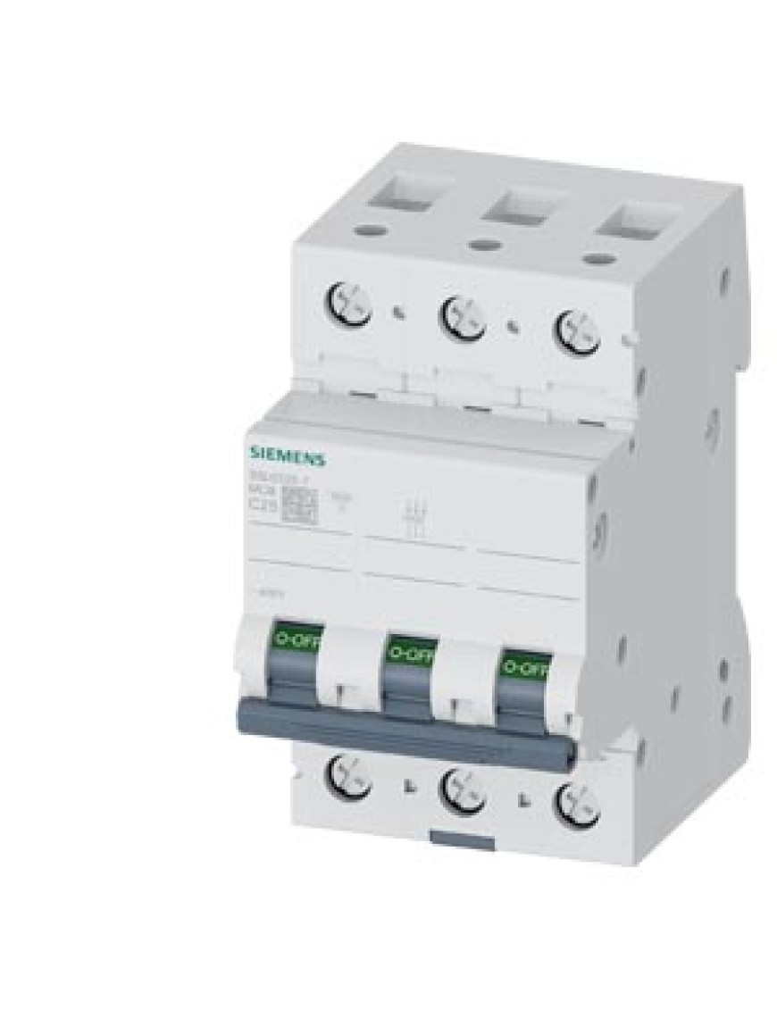 Siemens 5SL6325-7, 25A C tipi 3 fazlı otomatik sigorta. 6 kA kısa devre kesme kapasitesine sahip, güvenli ve dayanıklı koruma sağlar