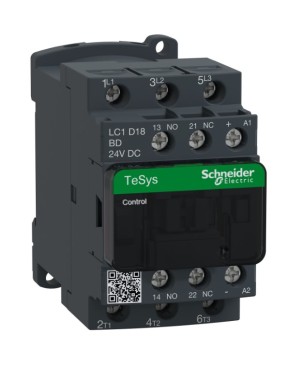 Schneider LC1D18BD TeSys D 18 A 7,5 kW 24V DC Kontaktör 3 Kutuplu 1NO+1NC AC-3