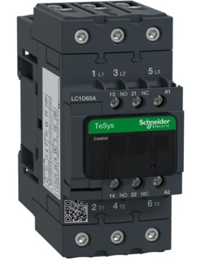 Schneider LC1D65AB7 TeSys D 65 A 30 kW 24V AC Kontaktör 3 Kutuplu 1NO+1NC AC-3