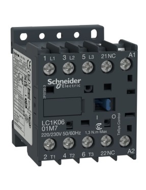 Schneider LC1K0601B7 TeSys K 6 A 2,2 kW 24V AC Kontaktör 3 Kutuplu 1NC AC-3