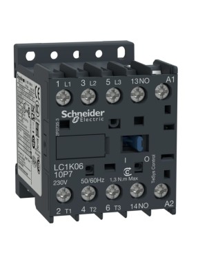 Schneider LC1K0610M7 TeSys K 6 A 2,2 kW 220V AC Kontaktör 3 Kutuplu 1NO AC-3