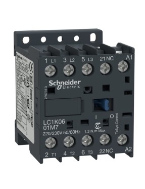Schneider LC1K0901B7 TeSys K 9 A 4 kW 24V AC Kontaktör 3 Kutuplu 1NC AC-3