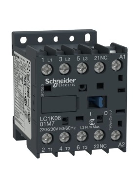 Schneider LC1K1201B7 TeSys K 12 A 5,5 kW 24V AC Kontaktör 3 Kutuplu 1NC AC-3