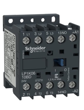 Schneider LP1K1210BD TeSys K 12 A 5,5 kW 24V DC Kontaktör 3 Kutuplu 1NO AC-3