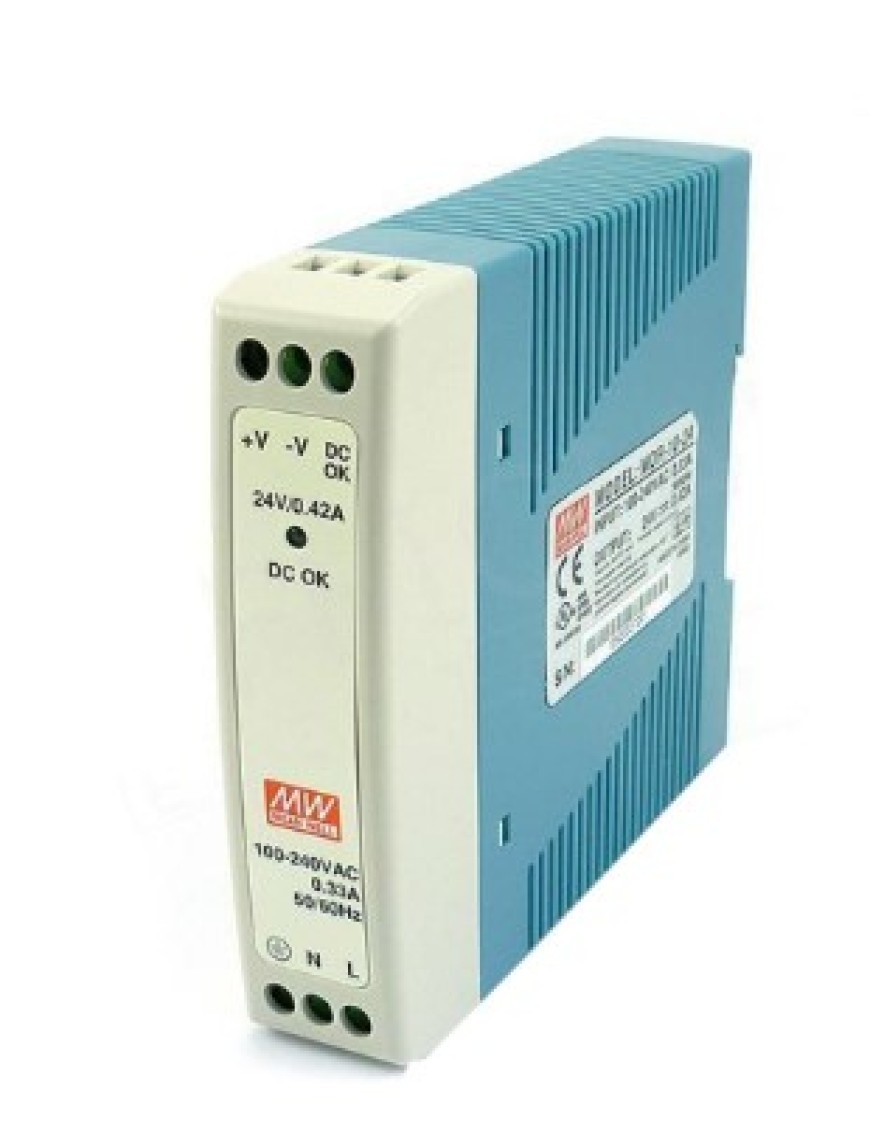 24VDC 0.42A Ray Montaj Güç Kaynağı Mean Well MDR-010-24 24VDC 0.42A Ray Montaj Güç Kaynağı
