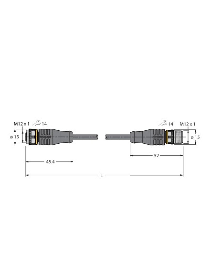 Turck 6626396 RKS4.5T-2-RSS4.5T/TXL Aktuatör ve Sensör Kablosu PUR – Uzatma Kablosu