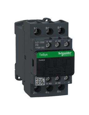 Schneider LC1D32FD TeSys D 32 A 15 kW 110V DC Kontaktör 3 Kutuplu 1NO+1NC AC-3