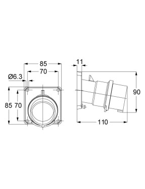 Mete Enerji T27402V 4X16A IP44 Makine Fişi Eğik Vidalı Bağlantı 380-415 V