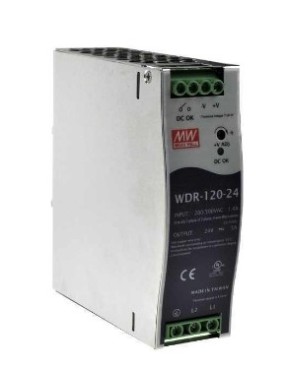 Mean Well  WDR-120-24   24VDC 5.0A Trifaze Ray Montaj Güç Kaynağı