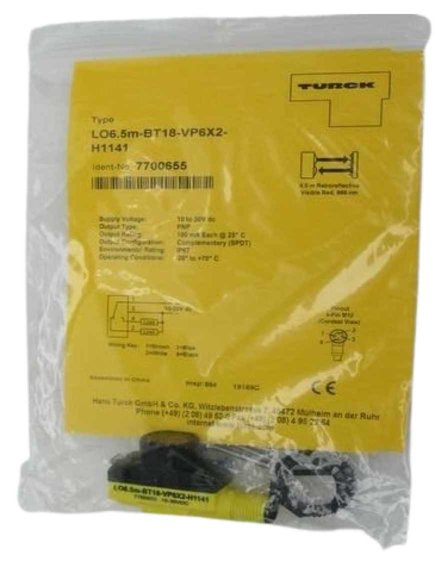 Turck LO6.5M-BT18-VP6X2-H1141 Fotoelektrik Sensör , Reflektörlü, Silindirik/Kübik Gövde, 6.5m algılama PNP, M12 Konnektörlü Turck LO6.5M-BT18-VP6X2-H1141 Fotoelektrik Sensör , Reflektörlü, Silindirik/Kübik Gövde, 6.5m algılama PNP, M12 Konnektörlü