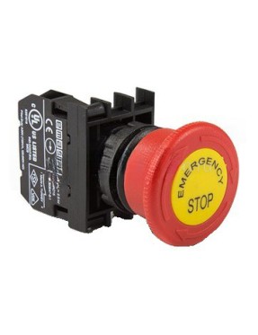 Emas B100EE B Serisi Plastik 1NO Acil Stop 40 mm Çevirmeli Etiketli Kırmızı 22 mm Buton