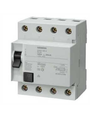 Siemens 5Sm3345-6 Kaçak Akım Şalteri 125 A, 30 Ma, 4-Kutup Tip A Çalıştırılan 400 V