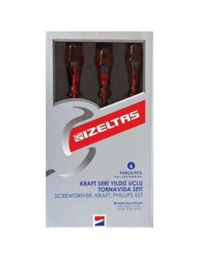 İzeltaş 4120 00 8106 Kraft Seri Yıldız Uçlu Tornavida Seti (6 Parça) 3X60 - 4,5X80 - 4,5X100 - 4,5X150 - 6X100 - 6X150