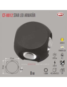 Cata Ct 8012G Star Dis Mekan Led Armatur 8W Gunisigi