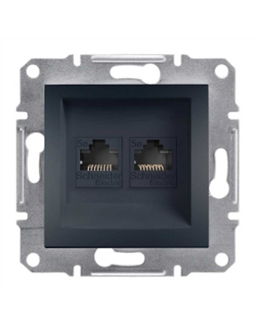 Schneider EPH4400171 Asfora Serisi Data Prizi 2*Rj45 Cat5E-Utp Antrasit (Çerçevesiz) Schneider Eph4400171 Asfora Serisi Data Prizi 2*Rj45 Cat5E-Utp Antresit (Çerçevesiz)