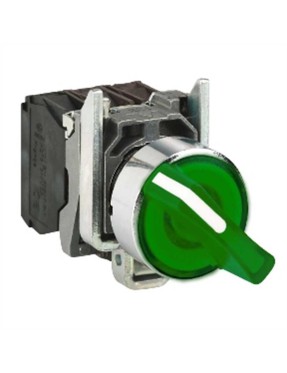 Schneider XB4BK133B5 Yeşil Komple Işıklı Mandal Buton 22 mm 3 Konumlu Sabit 1Na 1Nk 24V