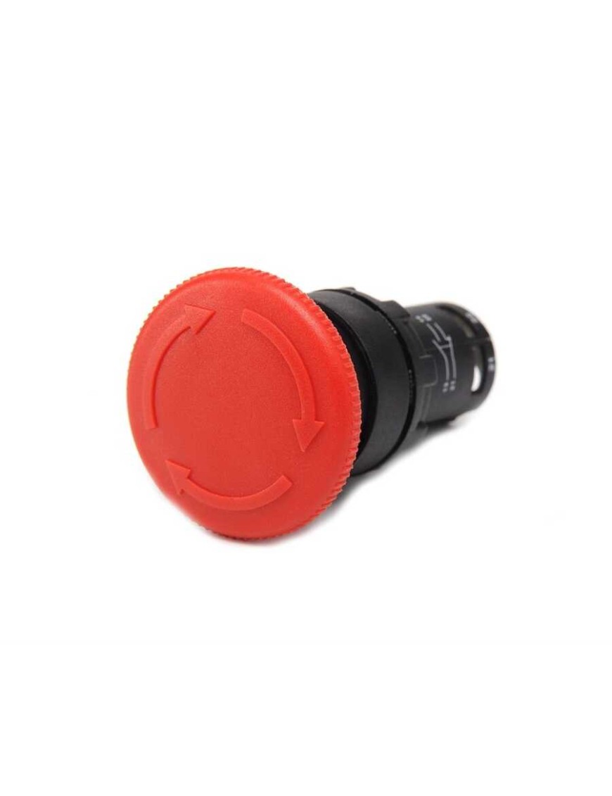 Emas MB200E MB Serisi Plastik 1NC Acil Stop 40 mm Çevirmeli Kırmızı 22 mm Buton Emas Mb200E B Serisi Monoblok Şoklu Emniyet 1Nc
