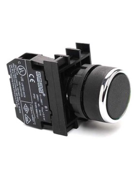 Emas B102DH B Serisi Plastik 1NO+1NC Yaylı Düz Siyah 22 mm Buton