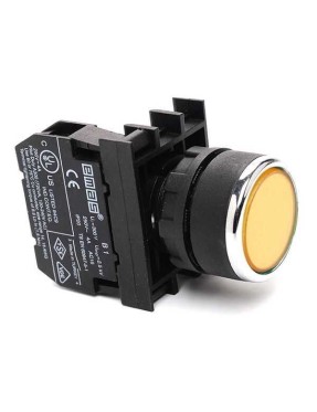 Emas B102DS B Serisi Plastik 1NO+1NC Yaylı Düz Sarı 22 mm Buton