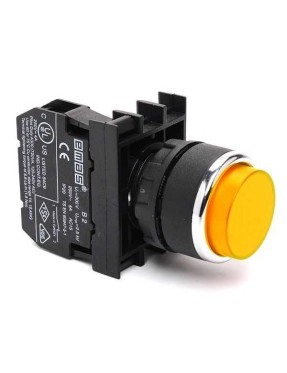 Emas B100HS B Serisi Plastik 1NO Yaylı Çıkık Sarı 22 mm Buton