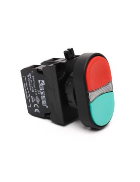 Emas CP102K20KY CP Serisi Plastik 1NO+1NC Çiftli Düz Kırmızı-Yeşil 22 mm Buton