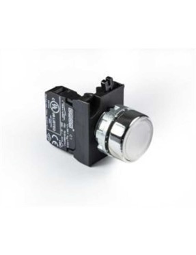 Emas CM100DB CM Serisi Metal 1NO Yaylı Düz Beyaz 22 mm Buton