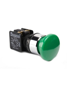 Emas KB14MY KB Serisi Plastik 1NO+1NC Yaylı 40 mm Mantar Yeşil 22 mm Buton