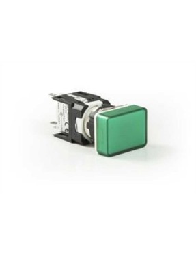 Emas D090DXY D Serisi Plastik LED'li 12-30V AC/DC Dikdörtgen Yeşil 16 mm Sinyal