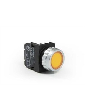 Emas H100DS H Serisi Plastik 1NO Yaylı Düz Sarı 30 mm Buton