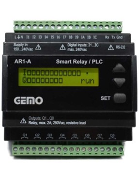 Gemo AR1-A-24VDC Ray Tipi "Ladder Logic" ile Programlanabilir Akıllı Röle / PLC