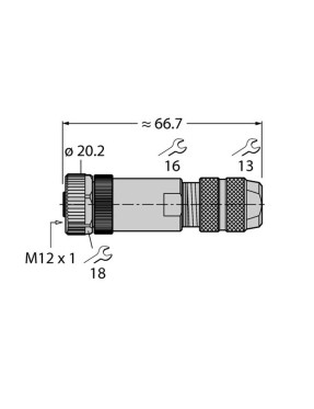 Turck 6604219 FW-M12KU5D-G-SB-ME-SH-8 YUVARLAK KONNEKTÖR M12 X 1