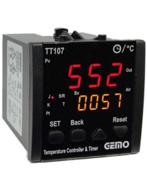 Gemo TT107-24V-R-S Dahili Zaman Röleli "Auto-tune PID" Sıcaklık Kontrol Cihazı