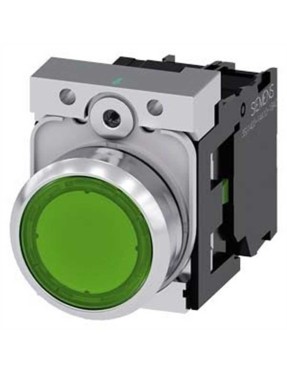 Siemens 3Su1152 0Ab40 1Ba0 Sirius Act Metal Komple Işıklı Yay Dönüşlü Butonlar Yeşil 24 Ac Dc 1No