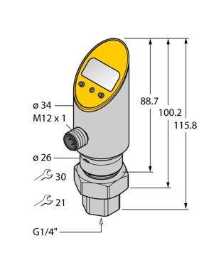 Turck 6832803 PS001V-501-LI2UPN8X-H1141 Basınç Transmiteri (Döndürülebilir)