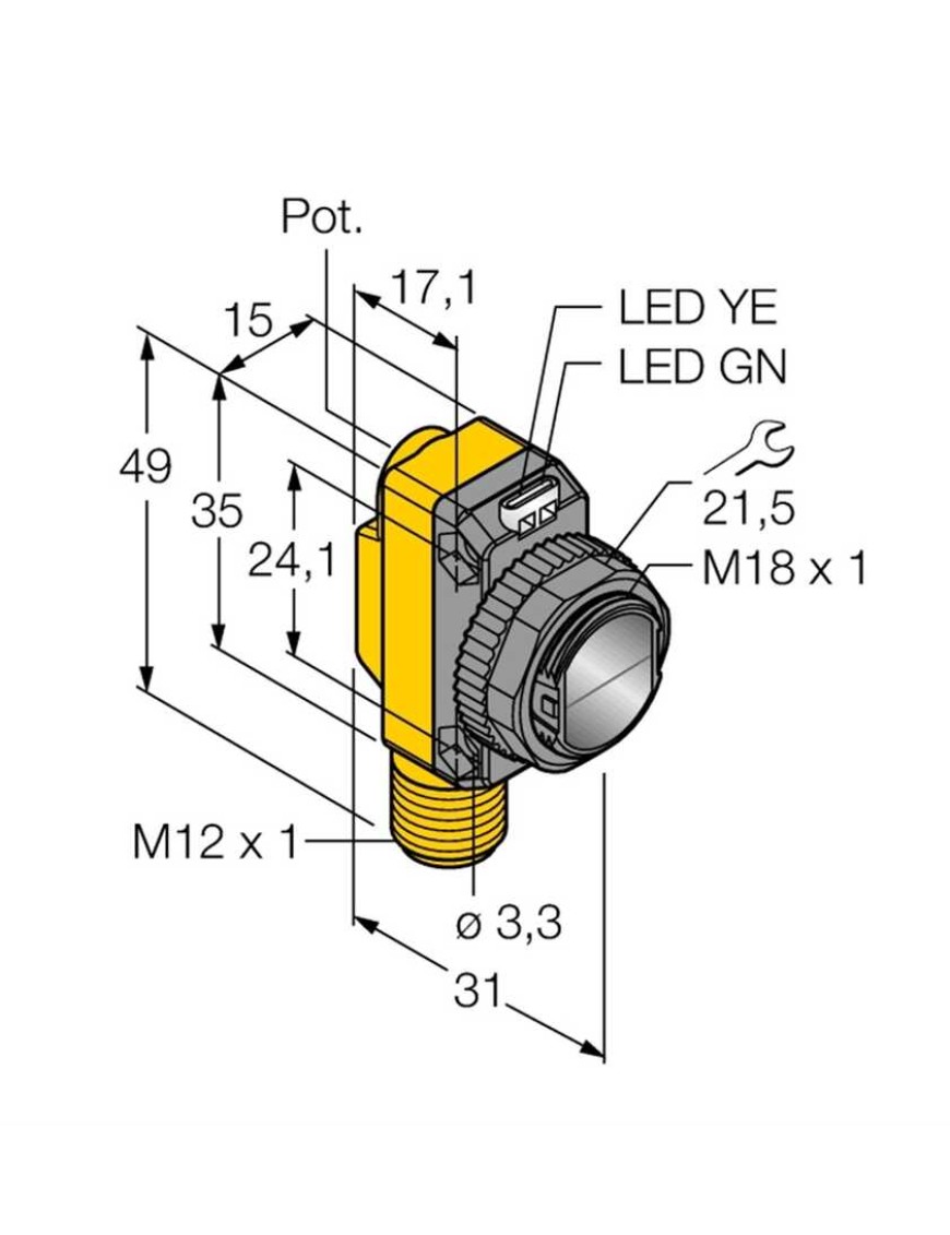 Turck LO6.5M-BT18-VP6X2-H1141 Fotoelektrik Sensör , Reflektörlü, Silindirik/Kübik Gövde, 6.5m algılama PNP, M12 Konnektörlü Turck LO6.5M-BT18-VP6X2-H1141 Fotoelektrik Sensör , Reflektörlü, Silindirik/Kübik Gövde, 6.5m algılama PNP, M12 Konnektörlü