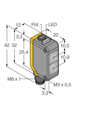 Banner Q20PDLQ7 Fotoelektrik Sensör, Cisimden Yansımalı , 800mm algılama, Kübik Gövde, PNP, M8 Konnektörlü