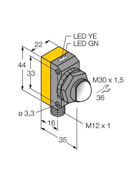 Banner QS30RRXQ Fotoelektrik Sensör, Karşılıklı Tip Alıcı Taraf , 216m. Algılama mesafesi ,M30, PNP, M12 Konnektörlü