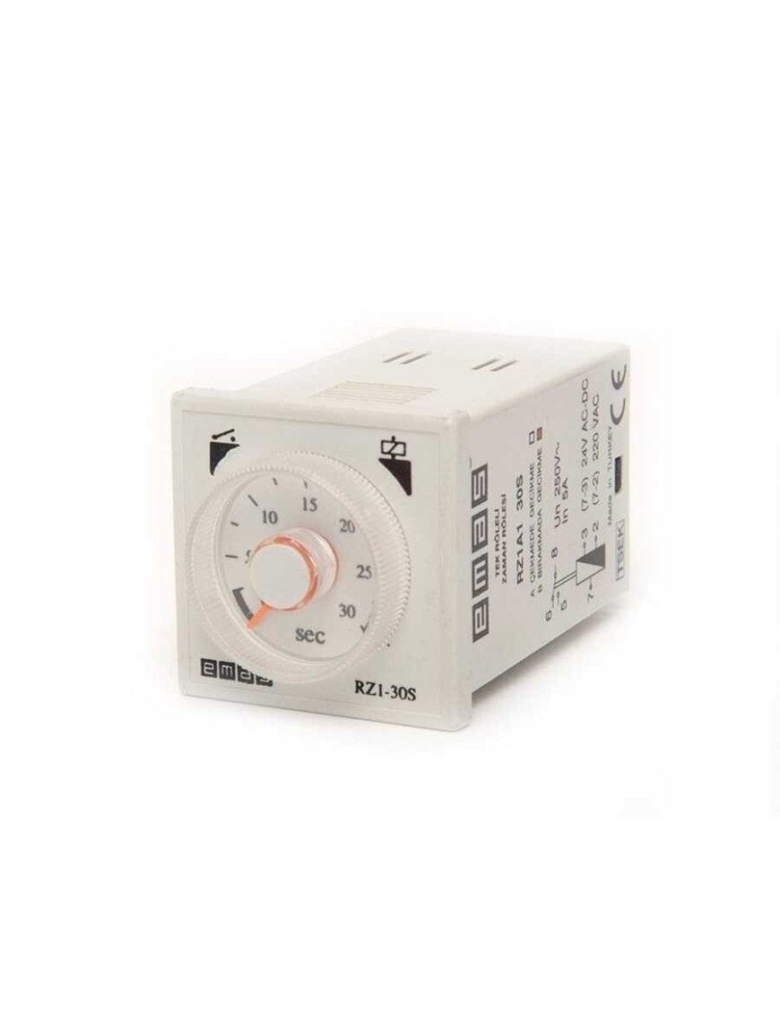 Emas RZ1A1B30S-25
RZ1 Serisi 24VAC/DC-230VAC 1CO5A (rezistif) 0,03sn-30sn Analog Zaman Elektronik Röle Emas Rz1A1B30S-25 Zaman Röle 30 Sn.220V Ac 1Co Bırakmada Gecikmeli