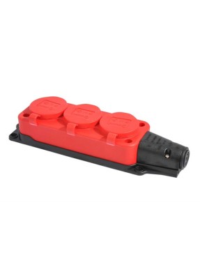 Tp Electric 3101-308-1600 1X16A Kauçuk Üçlü Grup Priz Kırmızı Vidalı IP44