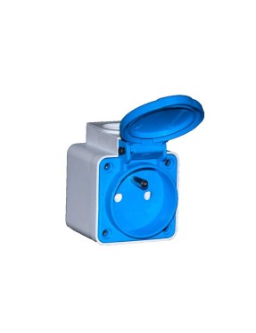 Tp Electric 3101-414-0900 1X16A Duvar Tipi Pano Prizi Çocuk Korumalı Mavi Fransız Tipi IP54 Vidalı
