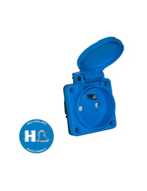 Tp Electric 3101-338-0900 1X16A Pano Prizi Çocuk Korumalı Mavi Fransız Tipi Hızlı Bağlantı IP54