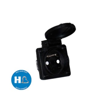 Tp Electric 3101-338-0300 1X16A Pano Prizi Çocuk Korumalı Siyah Fransız Tipi Hızlı Bağlantı IP54