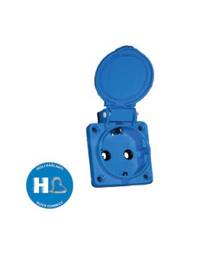 Tp Electric 3101-336-0900 1X16A Pano Prizi Çocuk Korumalı Mavi Hızlı Bağlantı IP54